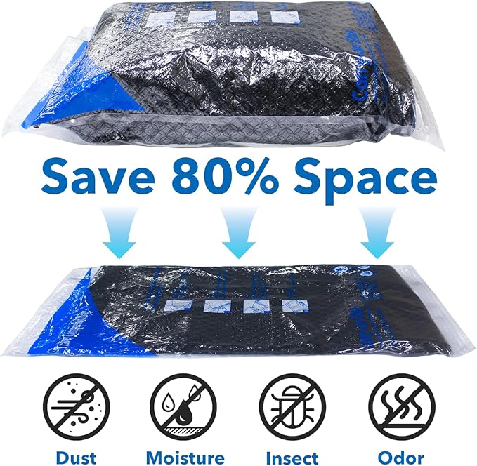 12 Pack Compression Bags for Travel | Vacuum Seal Storage Bags for Luggage & Dirty Clothes | Travel Packing Space Saver Bags for Suitcases & Home Organization | MEIQIHOME-NeatNest