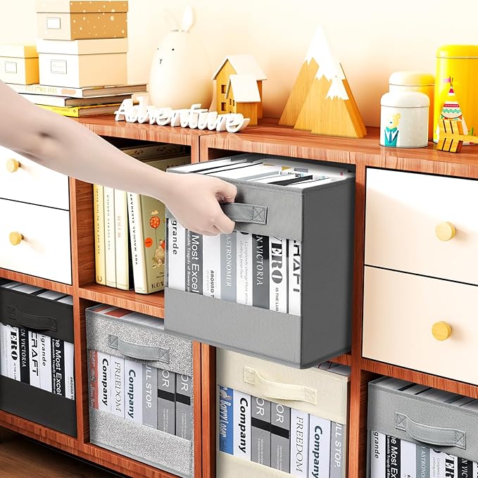 DIMJ Foldable Storage Boxes, Linen Closet Organizers and Storage, 6 Pack Closet Organizer Bins, Storage Cubes with Window, Closet Bins for Clothes, Toys, Books, Blanket (Beige)-NeatNest