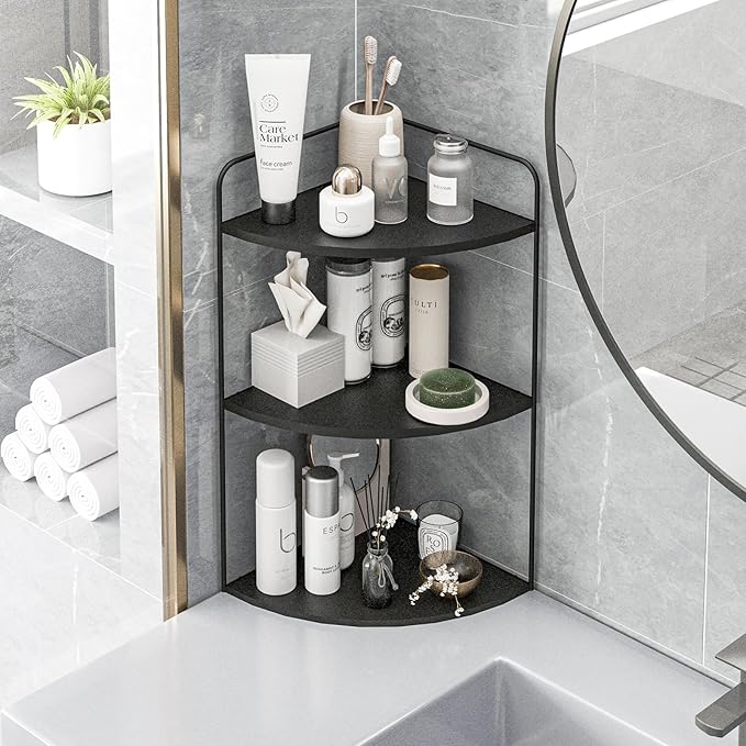 Bathroom Counter Organizer,Countertop Organizer,Vanity Organizers,Bathroom Storage,Bathroom Sink Caddy,Counter Shelf,Corner Counter,Corner Shelves(Black)-NeatNest