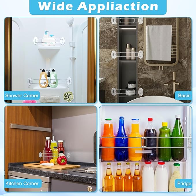 【2025 New】Adjustable 7.8-13.5 inch Rv Shower Corner Storage Bar, Stainless Steel Rv Shower Caddy for Corner Shelves in Camper, RV Bathroom Organization Must Have Accessories (2 Pack)