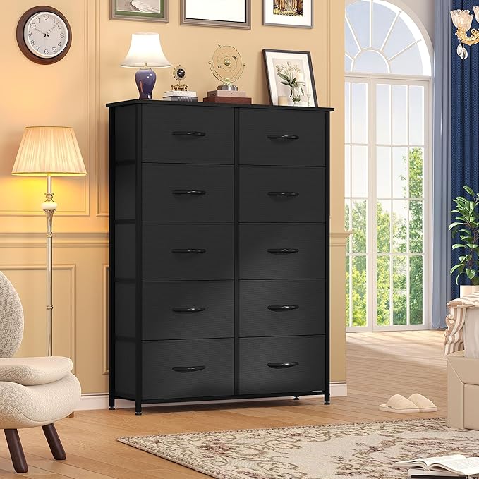 DWVO 10 Drawers Dresser, Fabric Dresser, Fabric Storage Tower, Organizer Unit for Bedroom, Living Room, Hallway, Closets-NeatNest