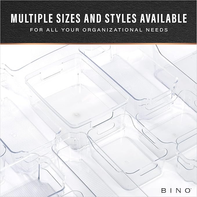 BINO | Plastic Organizer Bins, X-Large - 4 Pack | The SOHO Collection | Multi-Use Organizer Bins | Pantry & Freezer Bin | Plastic Storage Containers | Bin for Home & Kitchen Org-NeatNest