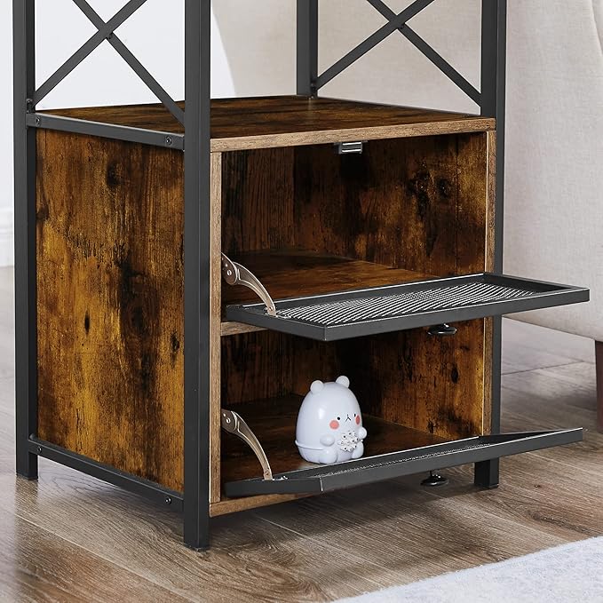 VECELO End Side Table, Modern Night Stand with Storage Space and Door, Set of 2 Nightstands for Living Room,Bedroom,Lounge,Rustic Brown