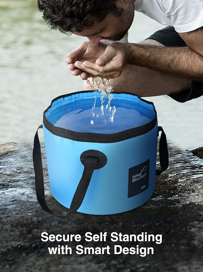 Luxtude Collapsible Bucket with Handle, 5 Gallon(20L), Portable & Ultra Lightweight Outdoor Basin Bucket, Folding Bucket for Fishing, Camping, Hiking-NeatNest