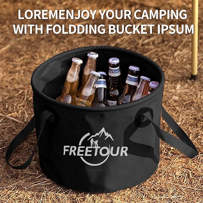 Baiao Collapsible Bucket 5 Gallon, Portable Collapsible Bucket with Handle, Folding Water Container for Fishing Camping Beach Hiking Home Travel Car Washing(Black 20L)-NeatNest