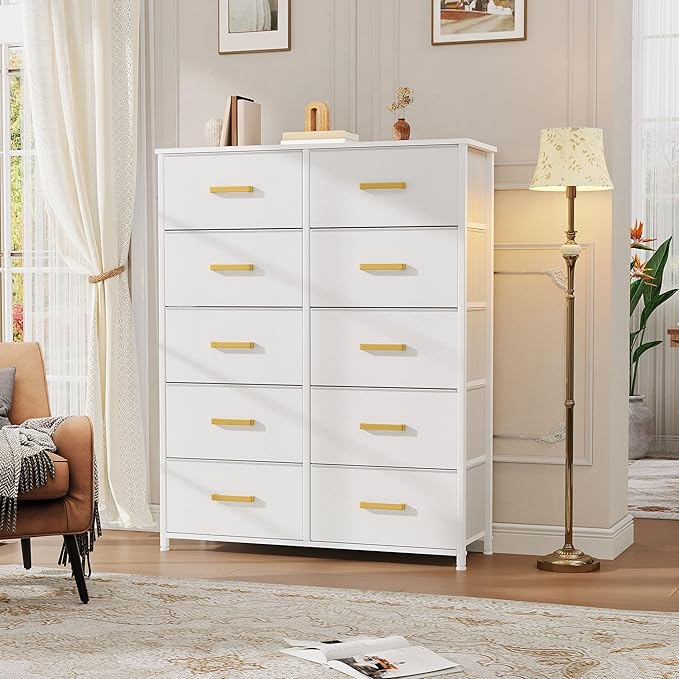 DWVO 10 Drawers Dresser, Fabric Dresser, Fabric Storage Tower, Organizer Unit for Bedroom, Living Room, Hallway, Closets-NeatNest