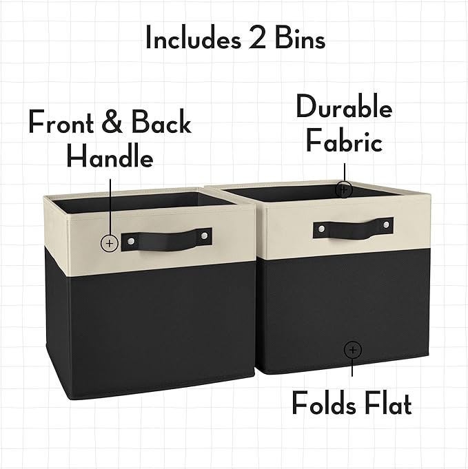 RiverRidge Kids storage bins - 10.5 Cube Storage Organizer with Handles – Black Two-Tone closet organizers and storage for Toys, Shoes & More - Fits RiverRidge Cabinets