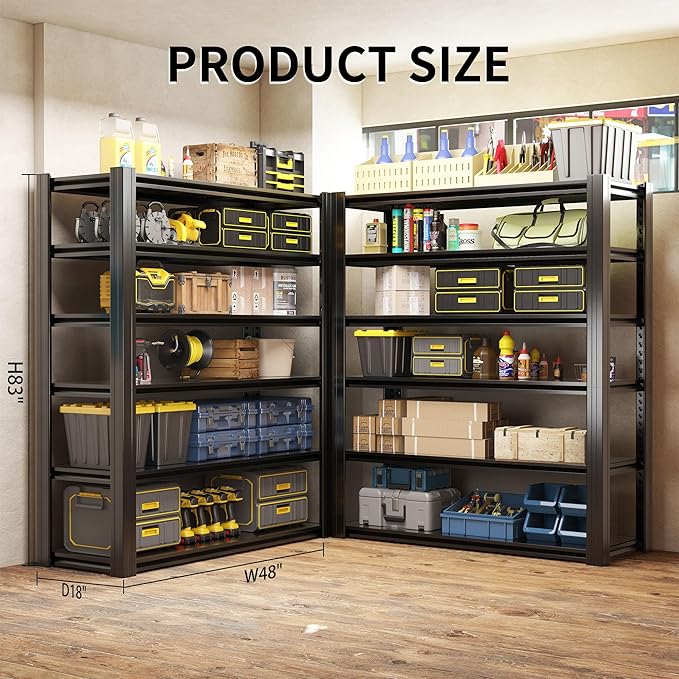 82" H Heavy Duty Garage Shelving 3000LBS Storage Shelves Adjustable 6 Tier Metal Shelving Unit, Industrial Utility Rack for Garage, Workshop, Basement, Home Office 82" H*48W*18D-NeatNest