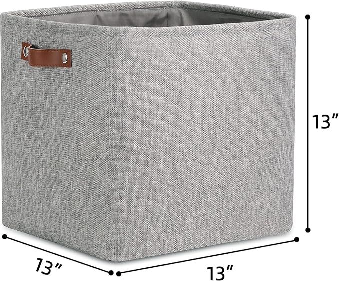 DULLEMELO Cube Basket for Storage and Organization, Collapsible Fabric Cube for Closet, Laundry, Nursery and Shelves - Decorative Empty Basket for Gifts (Gray)-NeatNest