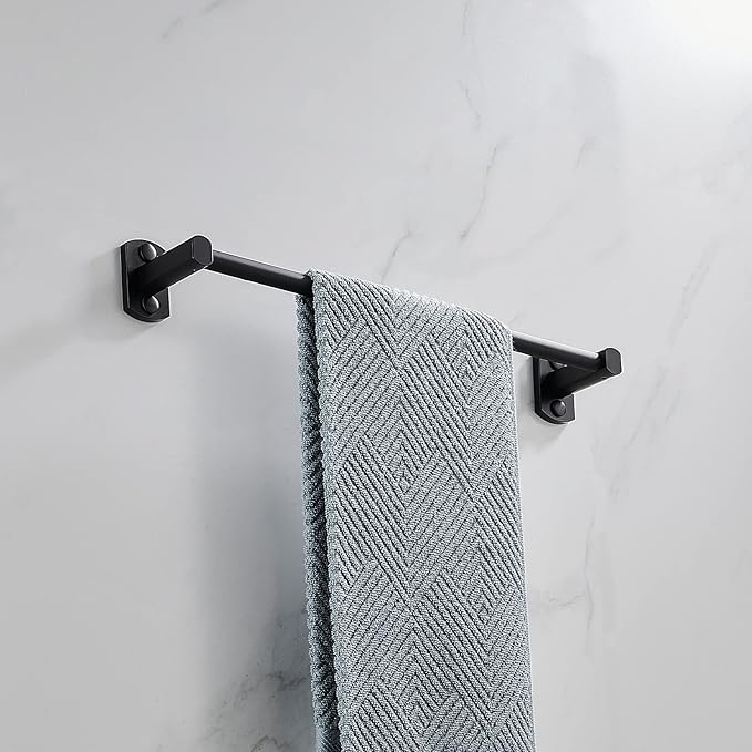 Black Towel Bar, Hand Towel Rack for Bathroom Wall Mounted Towel Hanger, Kitchen Bath Towel Holder, Toilet Towel Rod, 16 Inch