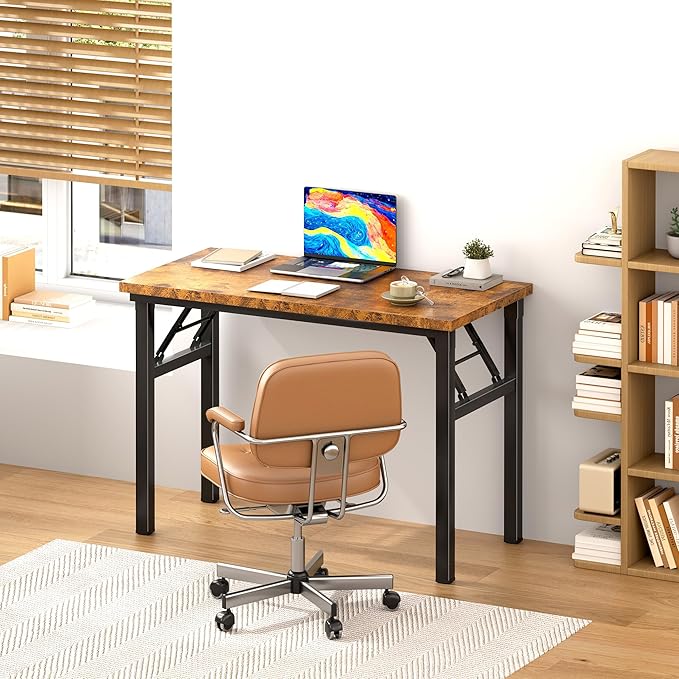 DlandHome Folding Desk - 31.5 Inch Small Computer Desk for Home Office - Folding Table Writing Table for Small Spaces - No Assembly Required - Retro-NeatNest