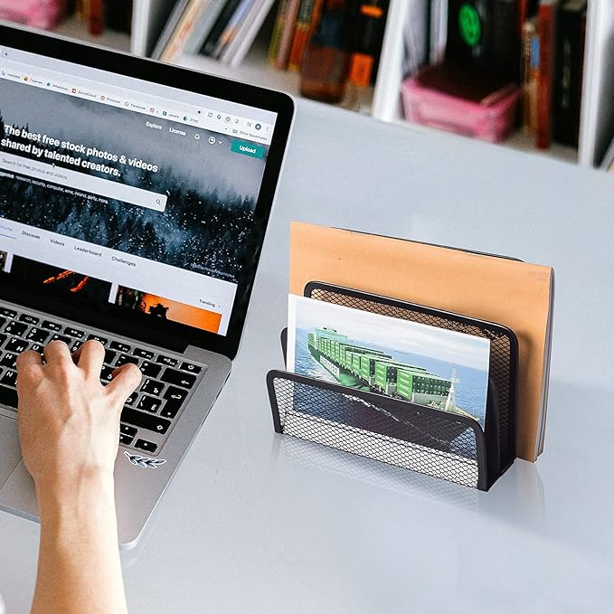 wishacc Desk Mail Organizer Small File Holders Letter Metal Mesh Document/Filing/Folders/Paper Organizer for Desktop-NeatNest