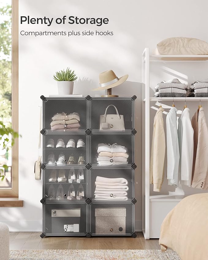 SONGMICS Shoe Rack Organizer, 8-Tier Shoe Storage Cabinet for Closet and Entryway, Holds 32 Pairs of Shoes, Adjustable, Black ULPC034B01-NeatNest