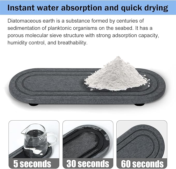 2PCS Water Absorbing Stone Tray, Fast Drying Diatomite Stone Sink Tray, Water Absorbent Diatomite Coasters, Stones Soap Trays for Kitchen Sink, Bathroom Counter Hand Soap Dish Toothbrush Holders-NeatNest