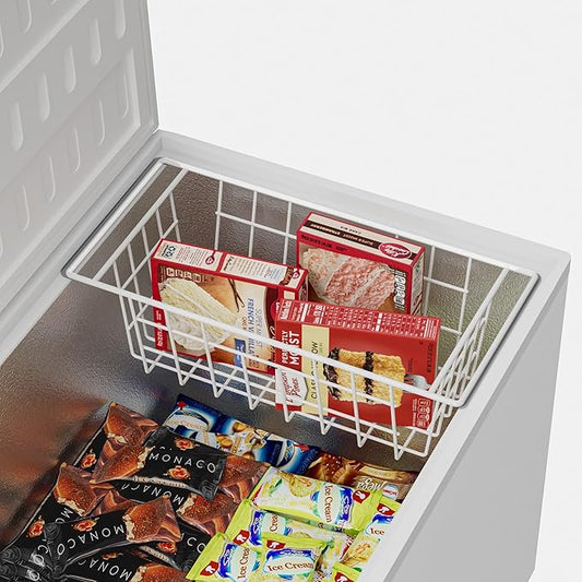 Chest Freezer Bins, Deep Chest Freezer Organizer Basket, Storage Rack Bins Wire Metal Baskets with Hanging Handles 16.5" 2Packs-NeatNest
