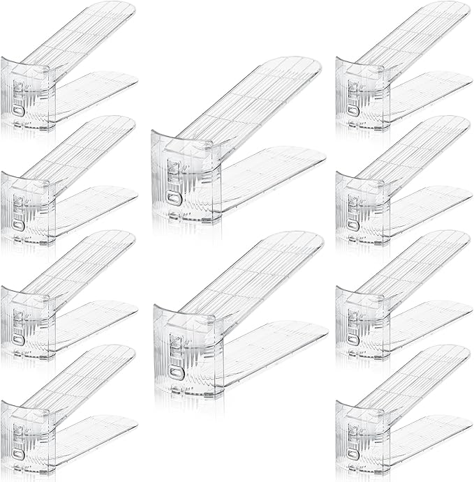 Clear Shoe Slot Organizer, 10 Pack Adjustable Shoe Slots Organizer for Closet Clear Shoe Stackers Shoe Rack Holder Shoe Space Savers for A Pair of Shoes(Transparent)-NeatNest