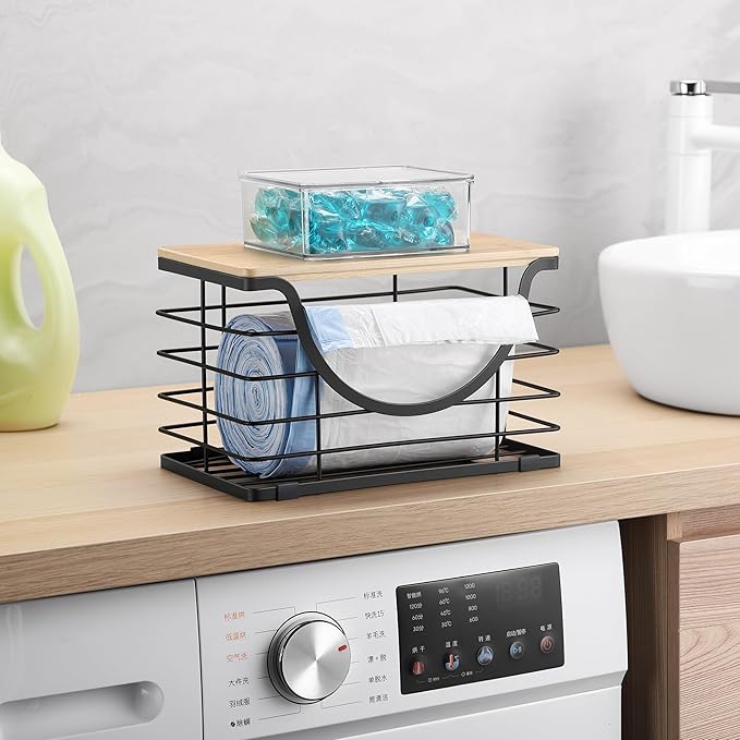 Extra Large Trash Bag Holder Under Sink Stackable Kitchen Storage with Lid, Garbage Bag Dispenser Roll Holder, Wall Mounted Trash Bag Container, Laundry Room Organization Storage-NeatNest