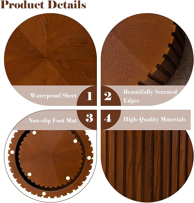 Modern Round Wooden Nesting Coffee Table Set of 2 Circle Tables with Non-Slip Feet, Accent Side End Table, Saving Space Design and No Need Assembly (FSMALL)