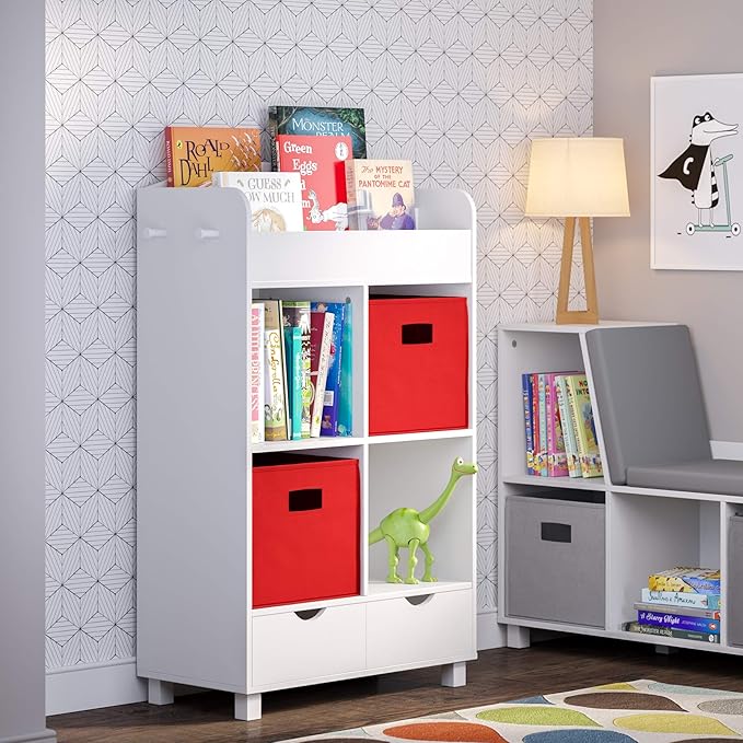 RiverRidge Folding Storage Bins with Handles Red Cube Storage Organizer for Closet, Bedroom & Playroom - Closet Organizers and Storage Set of 2-NeatNest