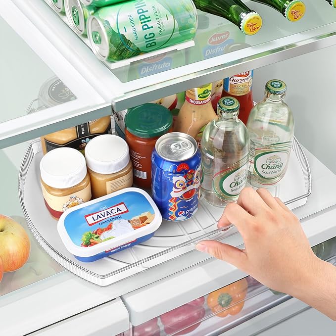 FIRJOY Lazy Susan Turntable for Refrigerator, Square Turntable Organizer for Fridge Cabinet, Pantry, Countertop (15.3" x 11.1" Rectangle 1 Pack - Clear)