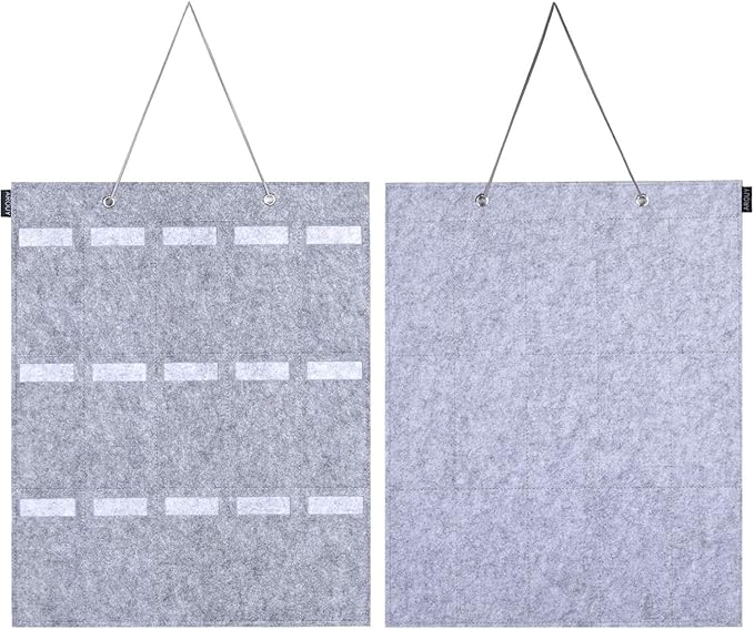 AROUY Sunglasses Organizer Storage, Hanging Wall Pocket Glasses Organizer - 15 Felt Slots Sunglass Organizer Holder Eyeglass Display with Sturdy Rope (Gray, Small)-NeatNest