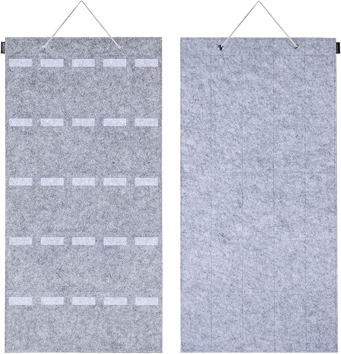 AROUY Sunglasses Organizer Storage, Hanging Wall Pocket Glasses Organizer - 25 Felt Slots Sunglass Organizer Holder Eyeglass Display with Sturdy Rope (Gray, Large)-NeatNest