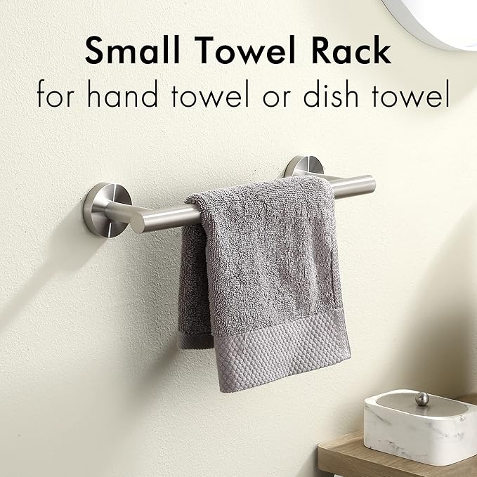 KES 9.6 Inches Hand Towel Bar Bathroom Towel Holder Kitchen Dish Cloth Hanger SUS304 Stainless Steel RUSTPROOF Wall Mount Brushed Steel, Total Length 12 Inch, A2000S30-2
