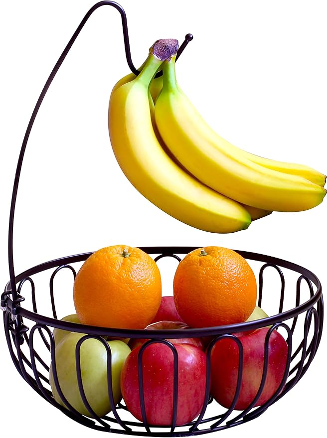 Deco Brothers Fruit Bowl with Banana Holder, Bronze-NeatNest