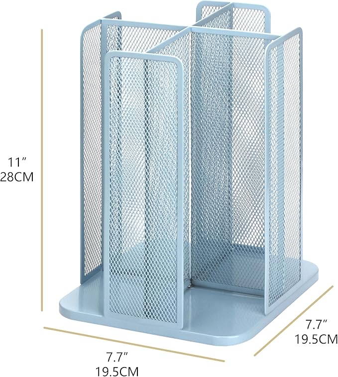 Annova Paper/Plastic Cup and Lid Holder Storage Organizer, 360°Rotating Coffee Cup Dispenser with 4 Compartments, Multifunctional Storage Rack for Home, Office, Bar, Coffee Shop (New Blue)