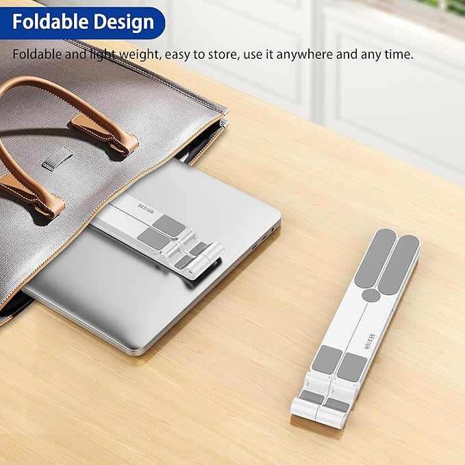 BESIGN LS01 Pro Ergonomic Laptop Stand, Plastic Laptop Riser, Portable and Adjustable Notebook Computer Holder Compatible with 10-15.6" Laptops (White)-NeatNest