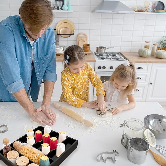 Bellsal Black Utensil Organizer 12.5 Inch Silverware Tray for Drawer Utensil Holder Cutlery Organizer Kitchen Drawer Organizer 7 Compartment Small Narrow Bamboo-NeatNest