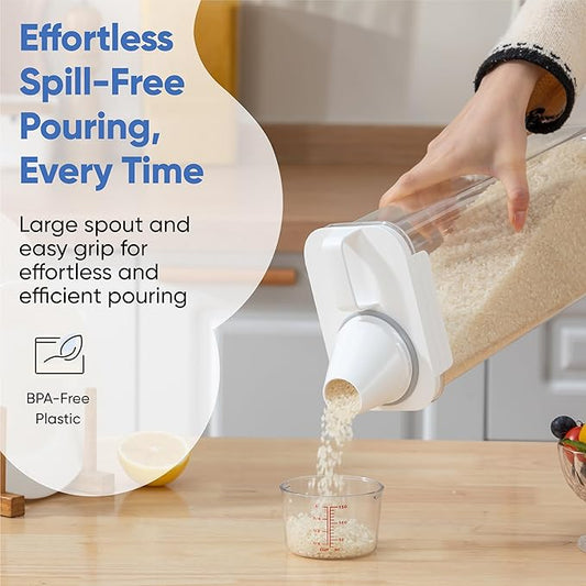 Chef's Path Airtight Food Storage Containers, Pack of 2 – 2.9L Cereal and Pasta Storage Organizer with Spout, Handle, & Measuring Cup Lid – Kitchen & Pantry Organizer for Food & Baking Supplies-NeatNest