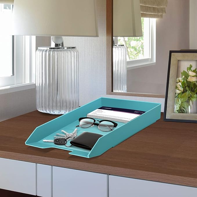 Acrimet Stackable Letter Tray Front Load, Letter Size, Plastic, Solid Green Color, 1 Unit-NeatNest