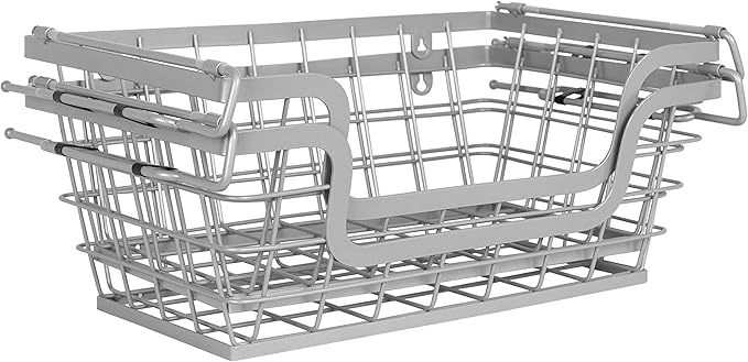 BIRDROCK HOME Wire Baskets - Set of 2 Stackable Hanging Bins - Wall Mount Shelf - Potato Onion Storage - Kitchen Pantry Organizer - Fruit Vegetable Snack Tier - Counter Cabinet Storage - Metal Baskets