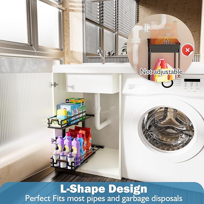 Under Sink Organizer, 2 Tier Slide Out Storage for Bathroom Kitchen (2 Pack)-NeatNest