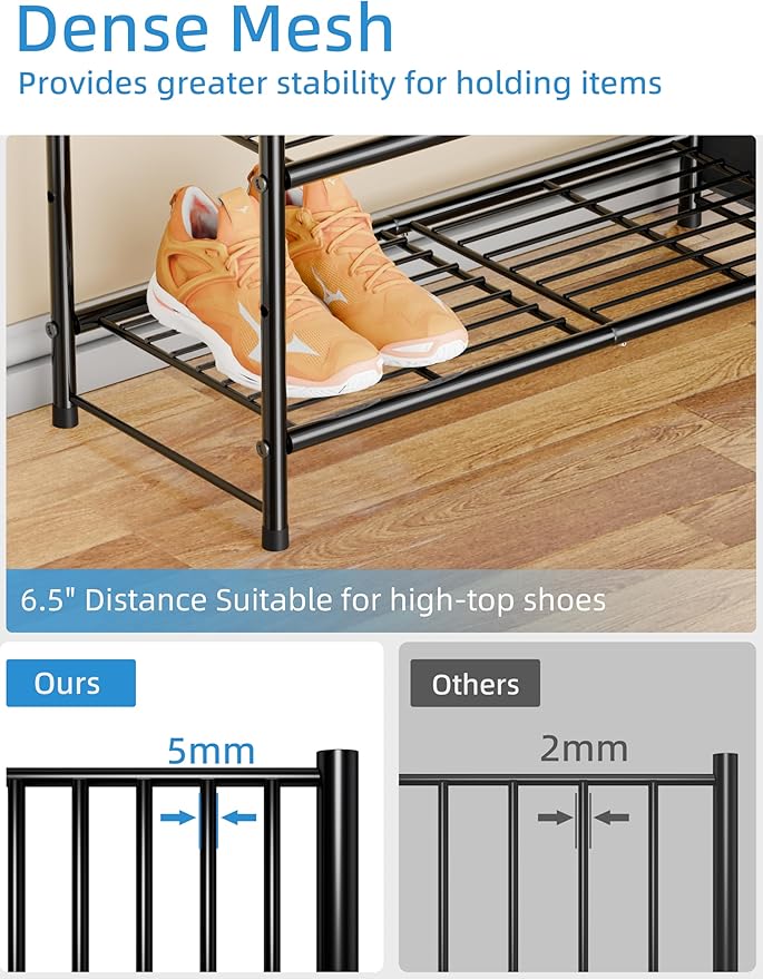 6-Tier Shoe Rack, 27" Wide Shoe Organizer for Closet, 24 Pairs Large Metal Shoe Shelf, Entryway, Bedroom, Black-NeatNest