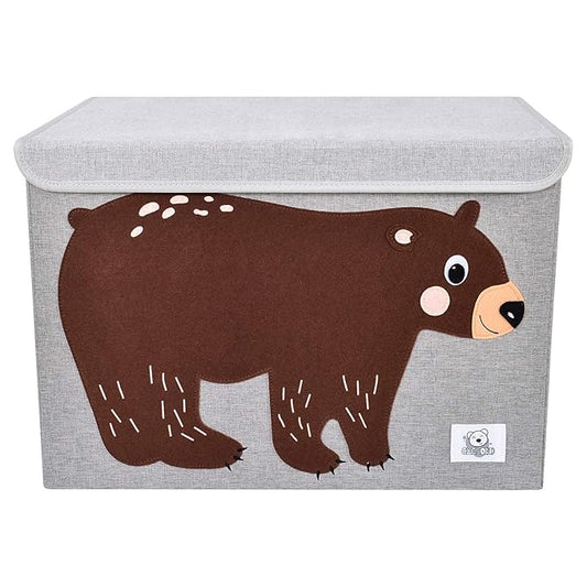 CLCROBD Foldable Large Kids Toy Chest with Flip-Top Lid, Collapsible Fabric Animal Toy Storage Organizer/Bin/Box/Basket/Trunk for Toddler, Children and Baby Nursery (Bear)-NeatNest