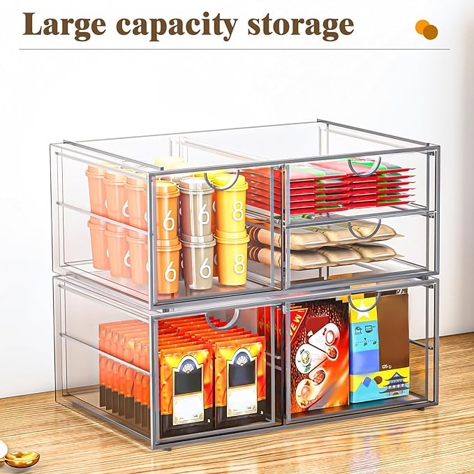 Arcylic Makeup Organzier with 5 Drawers, Clear Stackable Storage Drawers, Bathroom Countert Organizer,Plastic Storage Bins For Vanity, Cabinets, Pantry, Home Organization and Storage-NeatNest