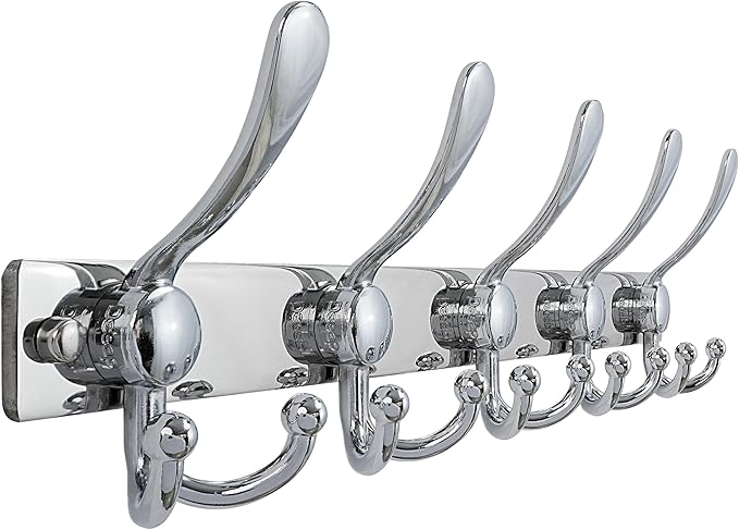 Dseap Coat Rack Wall Mount 2.0 Pro: Heavy Duty 300% Thicker, 16" Stud Mount, Stainless Steel Wall Coat Hooks Hanger for Clothes Jackets Hats Entryway Closet, MaxStrong Series, Chromed