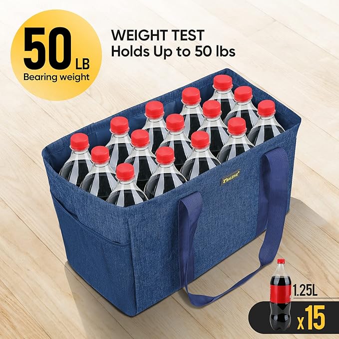 BALEINE Soft 9 Gallon Extra Large Utility Tote, Foldable Reusable Storage Bag (Denim Blue)-NeatNest