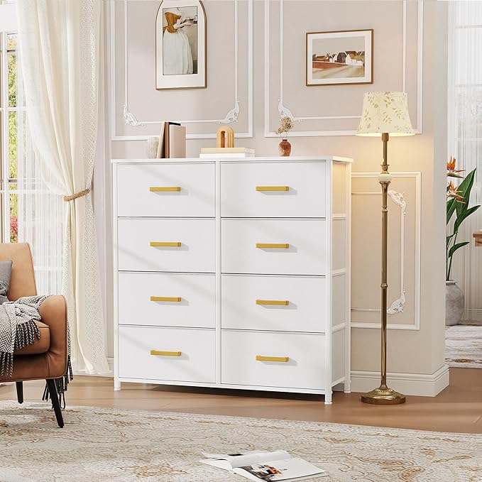 DWVO Fabric Dresser for Room, Tall Storage 8 Drawers, Black Dresser & Chest of Drawers, Storage Drawer Organizer for Closet, Living Room-NeatNest