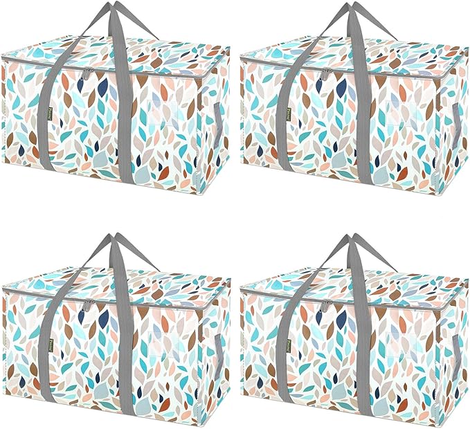 BALEINE 4-Pack Oversized Moving Bags with Reinforced Handles, Heavy-Duty Storage Tote for Clothes, Moving Supplies (Mosaic, 4-Pack)-NeatNest