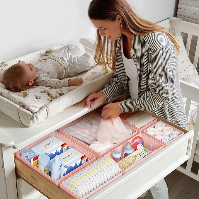 DIMJ Drawer Organizer Clothes Storage - 20 Pack Baby Dresser Organizer for Nursery, Foldable Closet Drawer Organizer Bins for Bedroom Organization, Fabric Storage Dividers for Socks, Underwears, Bras-NeatNest