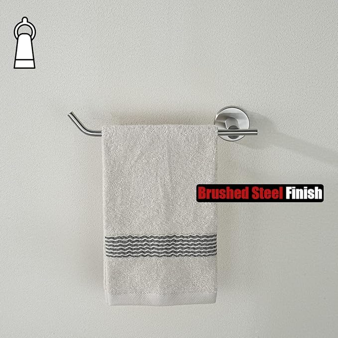 JQK Hand Towel Bar, Stainless Steel Towel Ring for Bathroom, 9 Inch Necklace Holder Brushed Finish Wall Mount Left Hand, TR101-BN