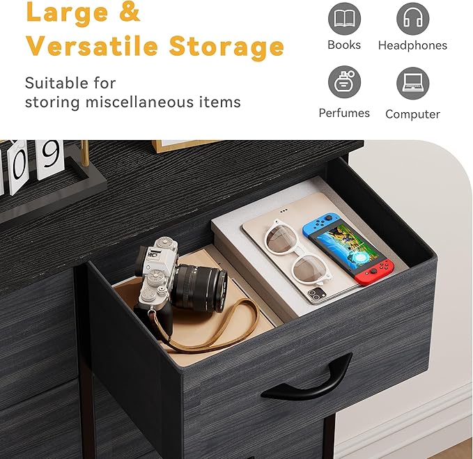 DWVO Dresser with 8 Drawers - Fabric Storage Tower, Organizer Unit for Bedroom, Hallway, Closets - Sturdy Steel Frame, Wooden Top & Easy Pull Fabric Bins-NeatNest