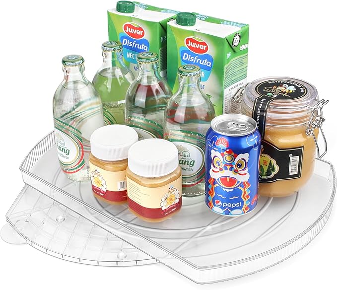 FIRJOY Lazy Susan Turntable for Refrigerator, Square Turntable Organizer for Fridge Cabinet, Pantry, Countertop | 16.5" x 11.1" (Rectangle 1 Pack - Clear)