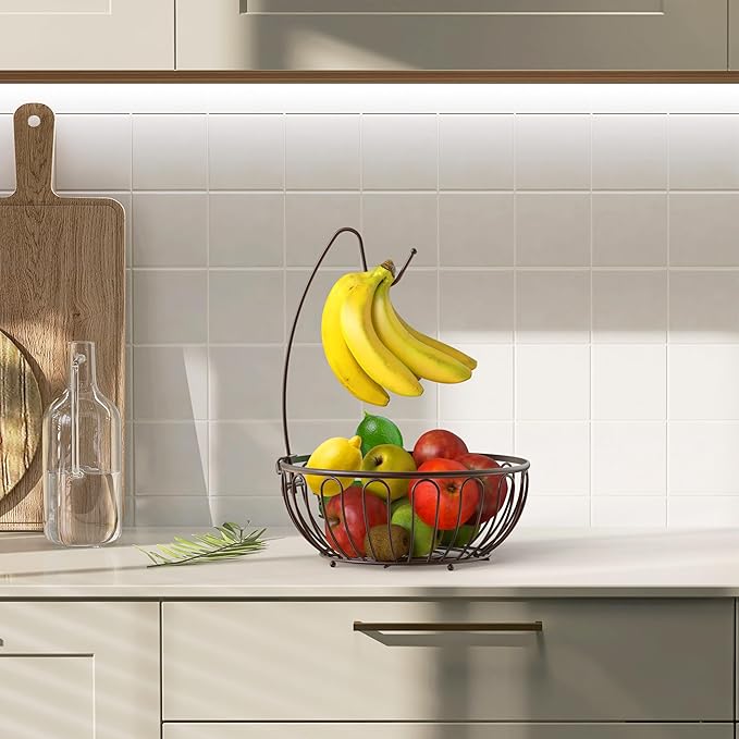 Deco Brothers Fruit Bowl with Banana Holder, Bronze-NeatNest