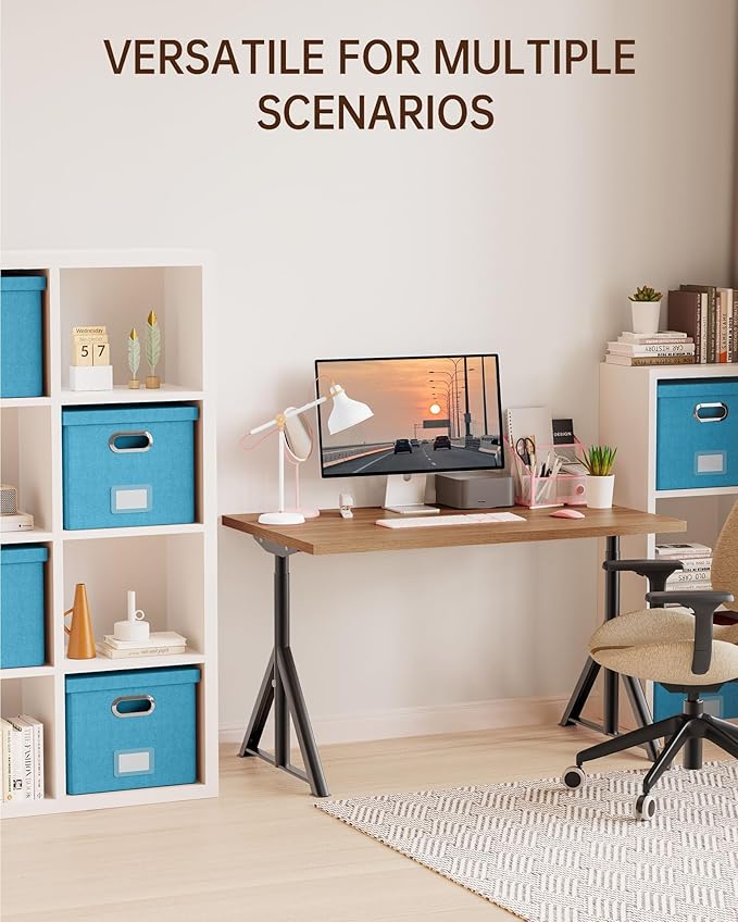 Oterri File Organizer with Lid, File Box, File Cabinet for Letter File Folder Storage, Hanging File Organizer for Office/Decor/Home,Document Organizer, 1 Pack,Calamine Blue+Cobalt Green-Box Only
