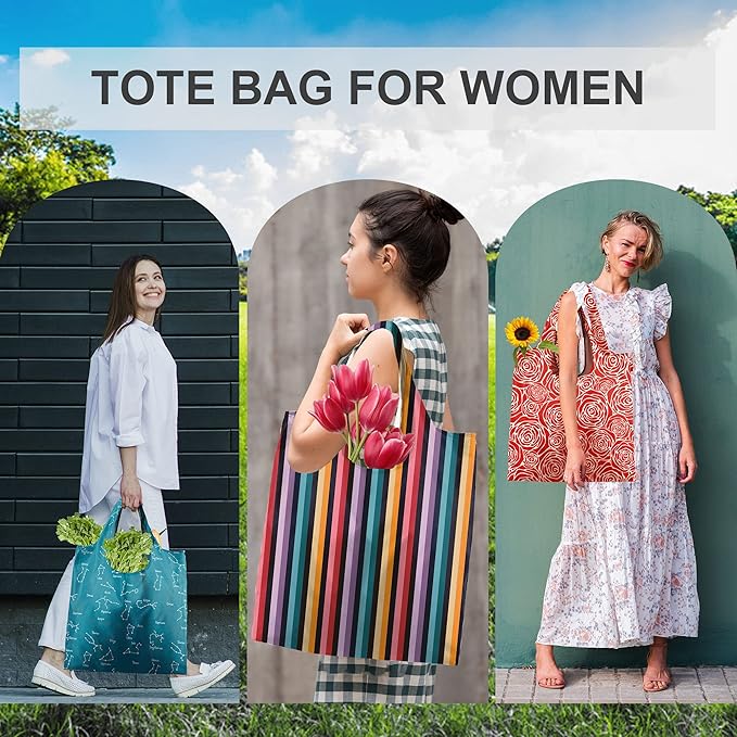 BeeGreen Large Tote Bag 6 Pack Reusable Grocery Bags Foldable - Bulk Machine Washable Ripstop Polyester Fabrics Grocery Bag - Reusable Shopping Bags for Women Travel Storage (Geometry Design)-NeatNest