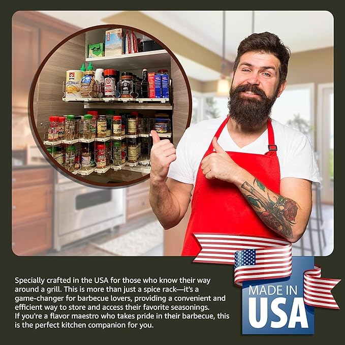 Vertical Spice Combo Spice Rack Drawer - Pull Out Pantry Organizers and Storage - Kitchen Cabinet Organizer - Seasoning Sliding Caddy - Made in USA (5.75" W x 5.00" H x 10.60" D, Partially Assembled)